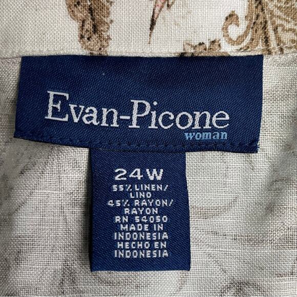 Evan Piccone woman’s long sleeve linen button front blouse floral size 24W - Picture 3 of 4